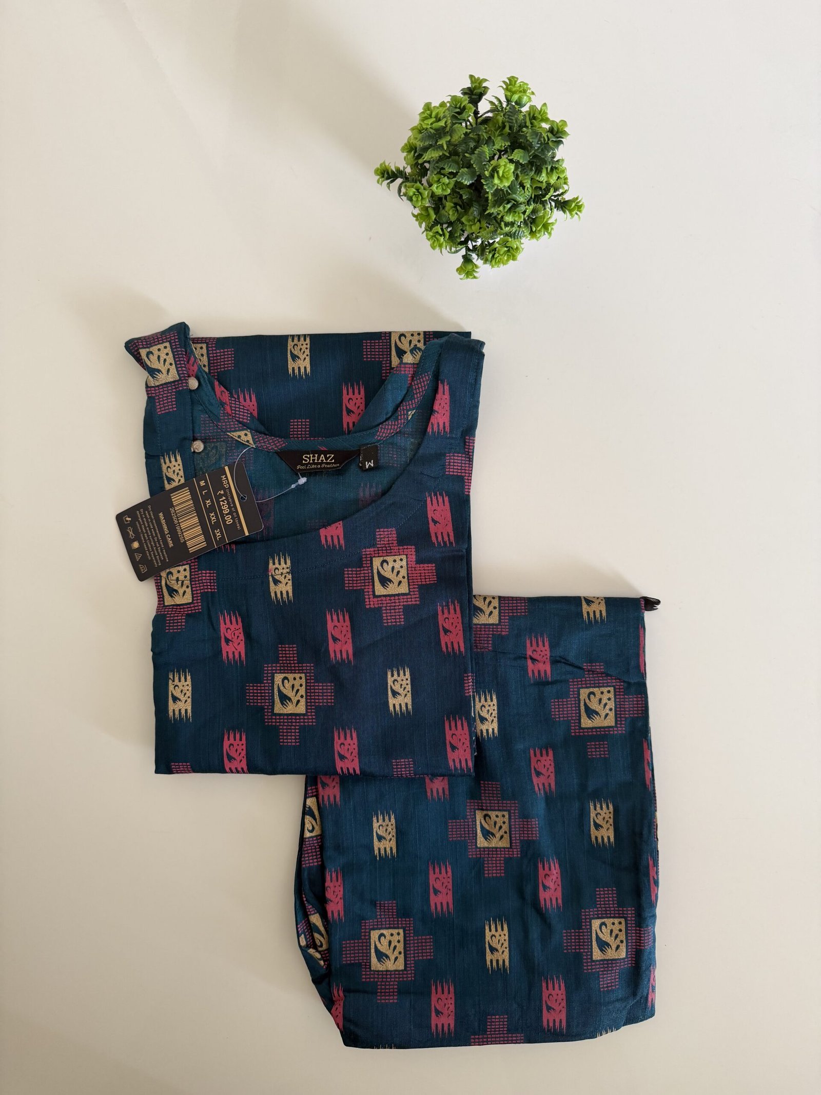 PRINTED RAW SILK CORD SET 002