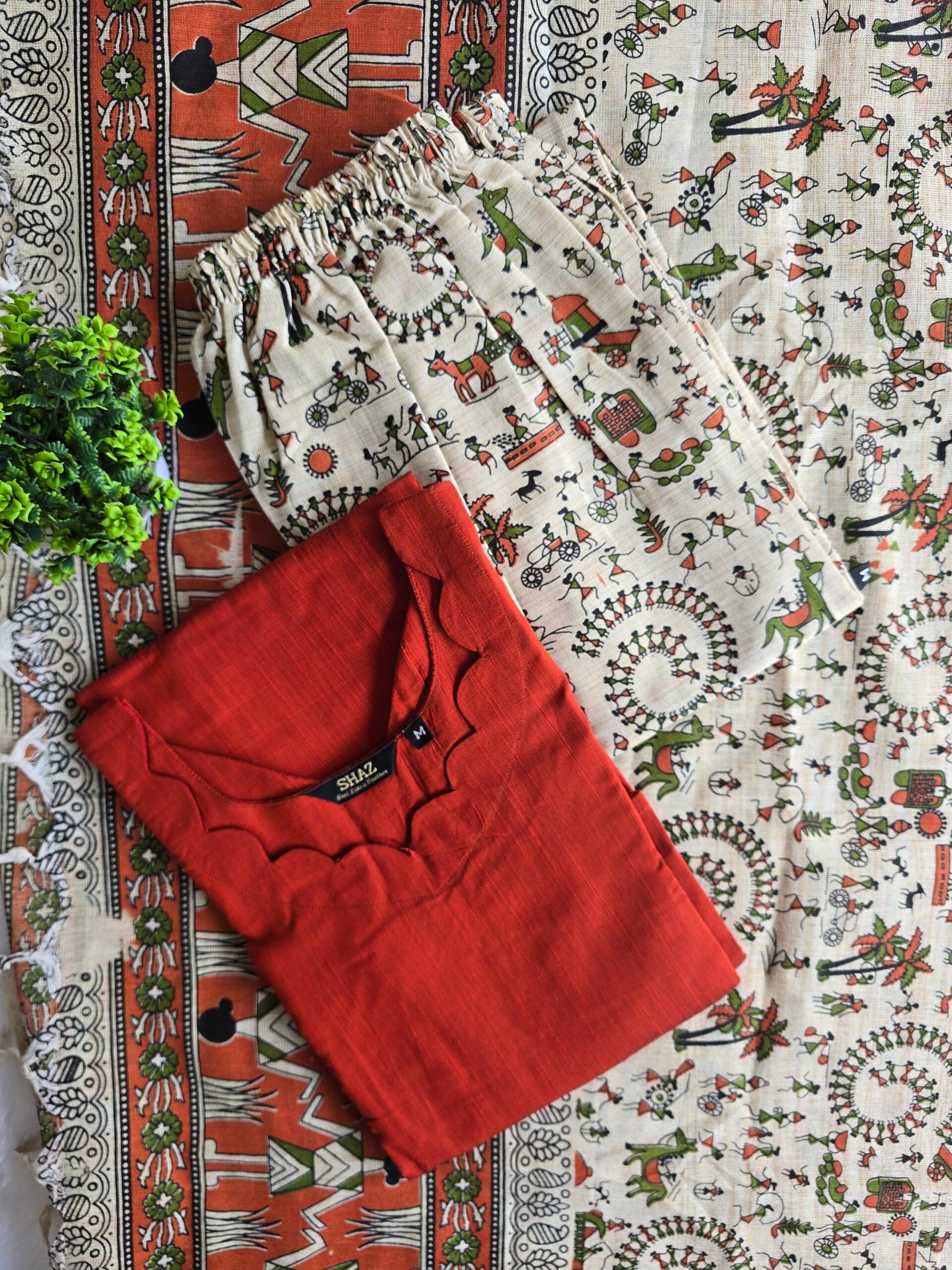 Kalamkari kurti set raw silk S02