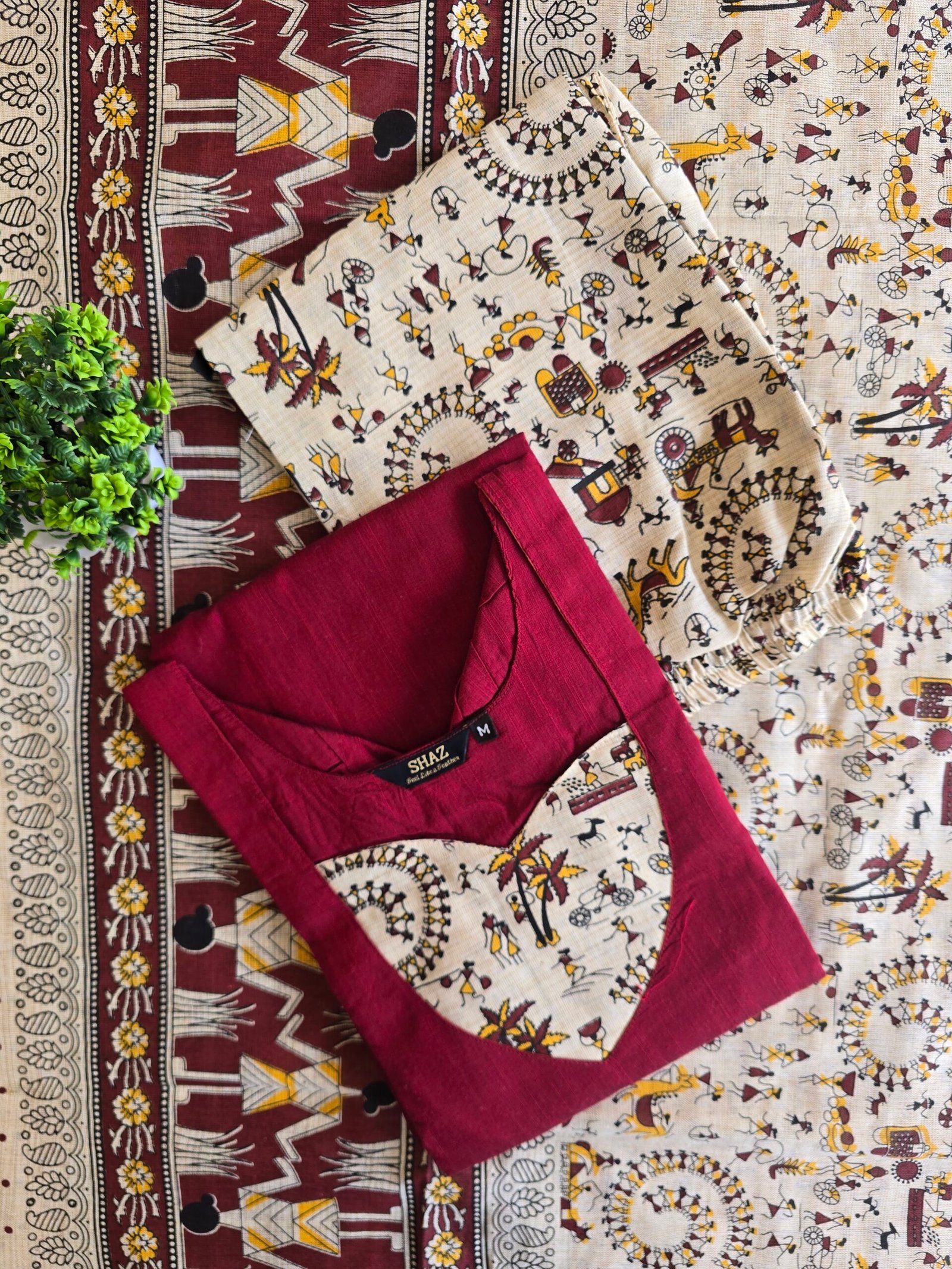 Kalamkari kurti set raw silk S02