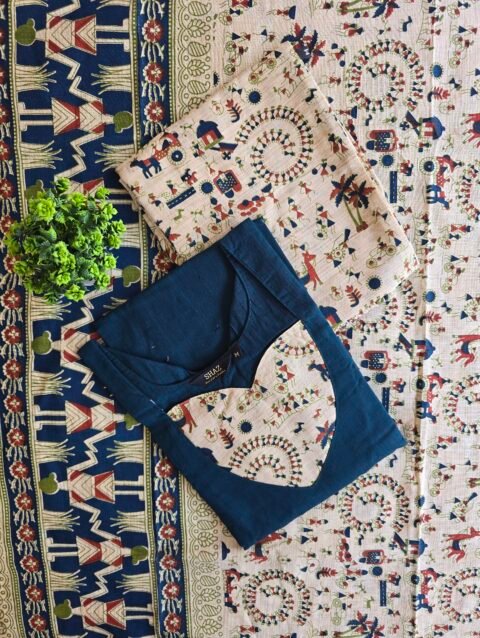 Kalamkari kurti set raw silk S02