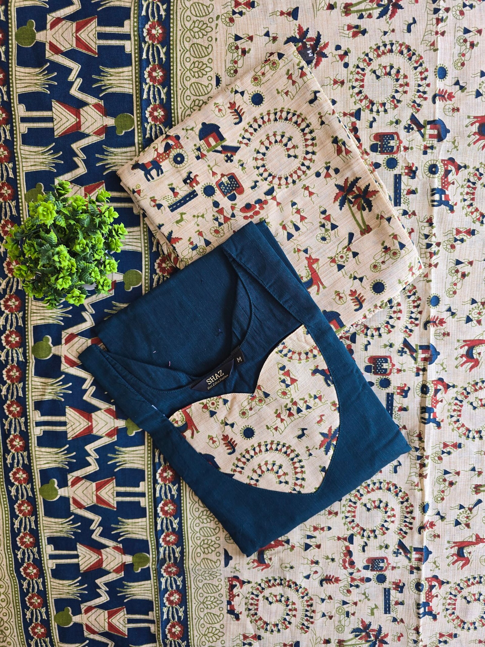 Kalamkari kurti set raw silk S02